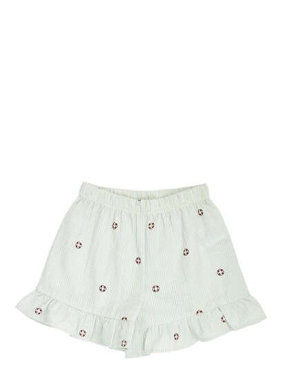 Müsli Seersucker Stripe Frill Shorts   Green   104
