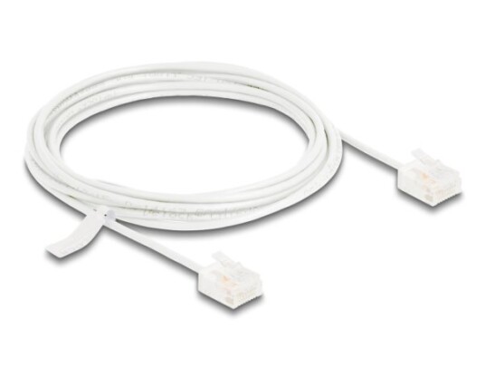 Delock Rj45 Nettverkskabel Cat.6 Utp Ultra Slim 3 M Hvit Med Korte Plugger