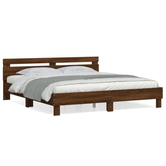 vidaXL Sengeramme med hodegavl brun eik 180x200 cm konstruert tre 8721012246225