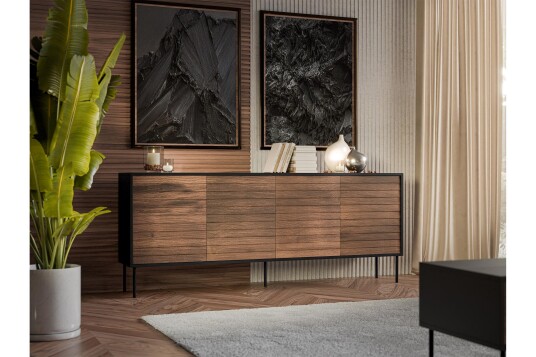 Kommode Soublet 200 cm   Svart/Valnøtt