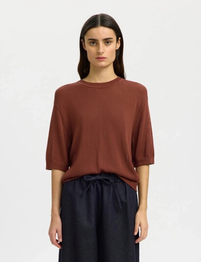 Selected Slfmoon Sus 2/4 Knit Burgundy S