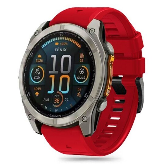 Tech Protect Silicone Line Strap for Garmin Fenix 5X / 5X Plus / 6X / 6X Pro / 7X / 8 (51 mm) Rød