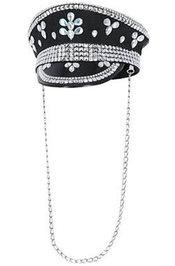 Fever Deluxe Sequin Studded Captains Hat Black