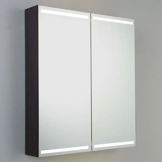 Dansani Level Speilskap med LED-lys 80x14,5x80 cm Brun Eik