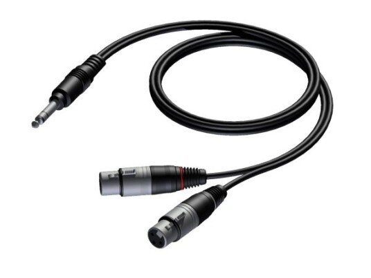 Procab-Kabel Procab Cab734/1,5 Stereoplugg 6,3 Mm - 2 Hunn Xlr-Kontakter 1,5 M