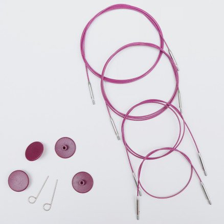 KnitPro Wire / Kabel til Utskiftbare Rundpinner 94 cm Blir 120cm inkl. pinner Lilla