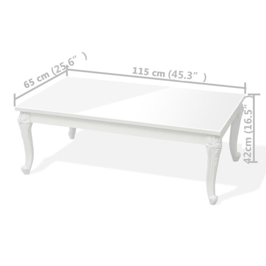 vidaXL Salongbord 115x65x42 cm høyglans hvit