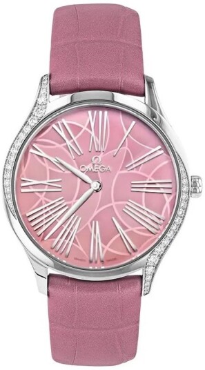 Omega Dameklokke 428.18.36.60.10.001 De Ville Mini Tresor Rosa/Lær
