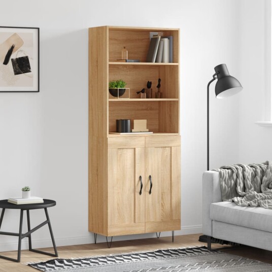 vidaXL Highboard sonoma eik 69,5x34x180 cm konstruert tre 8720845933197