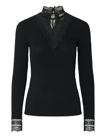 YAS Yasellina Ls High Neck Top S. Noos - Black - XS YAS Yasellina Ls High Neck Top S. Noos - Black - XS
