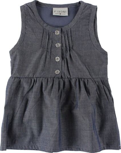 Blå Kjole Denim m. Knapper Blå 50 Kjole Blå