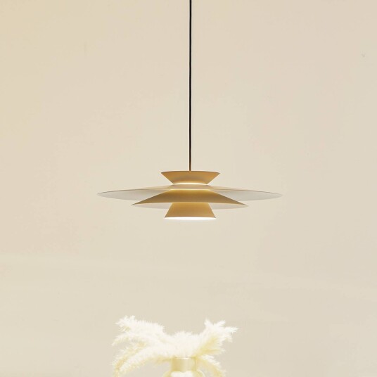 Lucande LED-pendellampe Livie beige aluminium Ø 50 cm