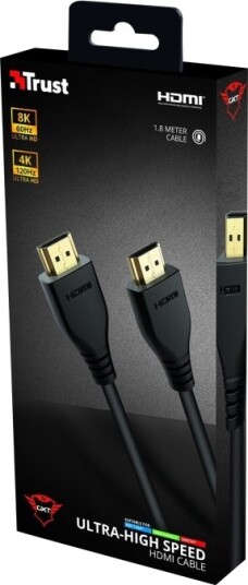 Trust Gxt 731 Ruza Ultra High Speed Hdmi Kabel Hdmi Hann Til Hdmi Hann 1.8 M Svart 4K 120 Hz Støtte 8K 60Hz Støtte Trust Gxt 731 Ruza Ultra High Speed Hdmi Kabel Hdmi Hann Til Hdmi Hann 1.8 M Svart 4K 120 Hz Støtte 8K 60Hz Støtte