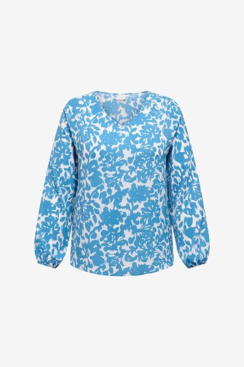 Only Carmakoma Bluse carVica Life L/S V neck Wvn Blå