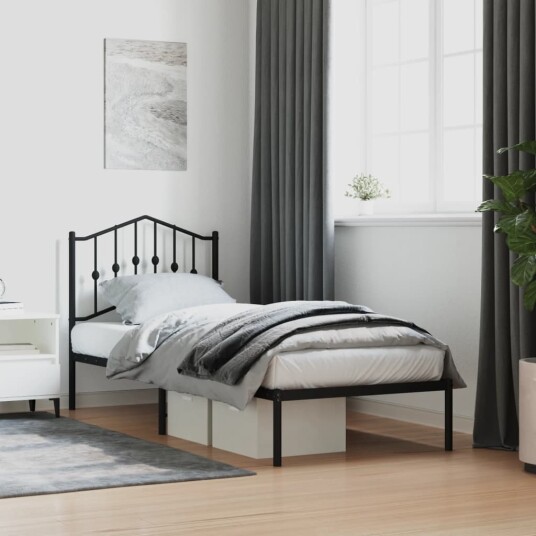 vidaXL Sengeramme i metall med hodegavl svart 80x200 cm 8721012210899
