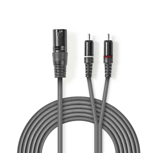 Nedis Balansert lydkabel | XLR 3-Pin Han | 2x RCA Han | Nikkel belagt | 1.50 m | Rund | PVC | Mørk Grå | Pappetui Nedis Balansert lydkabel | XLR 3-Pin Han | 2x RCA Han | Nikkel belagt | 1.50 m | Rund | PVC | Mørk Grå | Pappetui