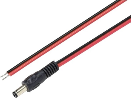 Tru Components Tilkoblingskabel Lavspenning Lavspenningsplugg Åpen Ende 5,5 Mm 2,1 Mm 2,00 M 1 Stk
