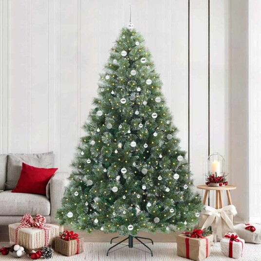 Kunstig juletre med 300 LED med stativ grønn 240 cm PE og PVC