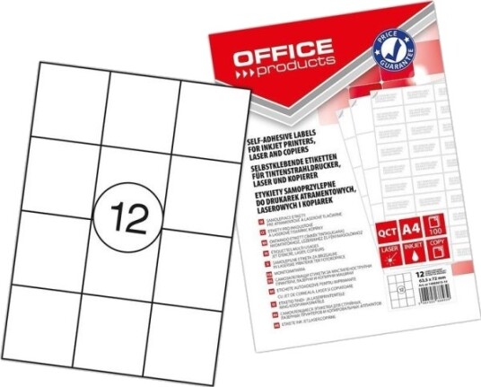 Office Products Etiketter A4 63,5X72 Mm Hvite 100