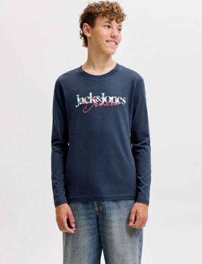 Jack & Jones Jjtom Tee Ls Crew Neck Jnr Navy 152