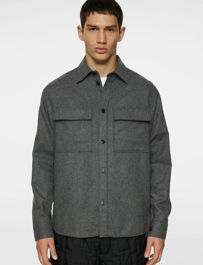 J. Lindeberg Flat Wool Overshirt - Grey - XL J. Lindeberg Flat Wool Overshirt - Grey - XL