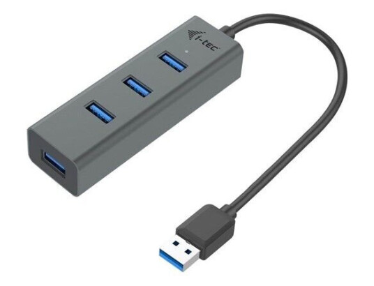 I-Tec USB 3.0 Metal Passive HUB USB-hub - 4 porter - Grå I-Tec USB 3.0 Metal Passive HUB USB-hub - 4 porter - Grå