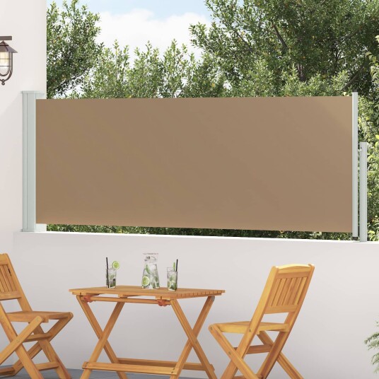 Utklappbart side markise Gråbrun 500 x 100 cm Polyester