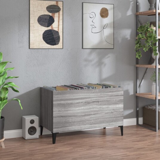 Hifi benk grå sonoma 74,5x38x48 cm konstruert tre