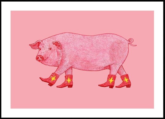 Marjorie the Cowgirl Pig Plakat Plakat / 40x50cm
