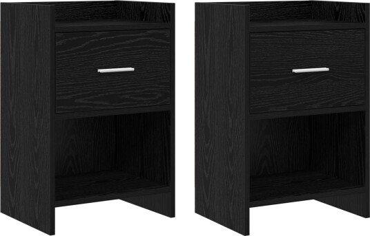  Nattbord 2 pcs Svart eik 40 x 30 x 60 cm Konstruert tre