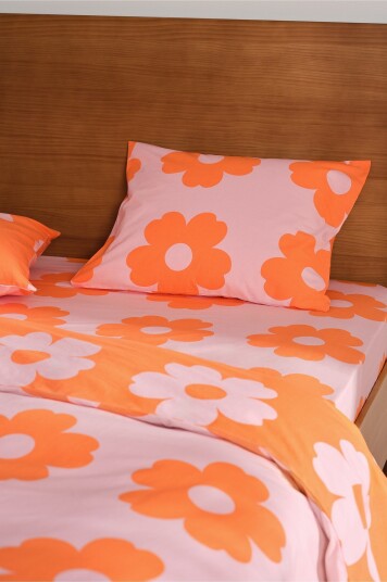 Jotex Dynetrekksett Enkel Rosa/oransje WERNER 22156280379