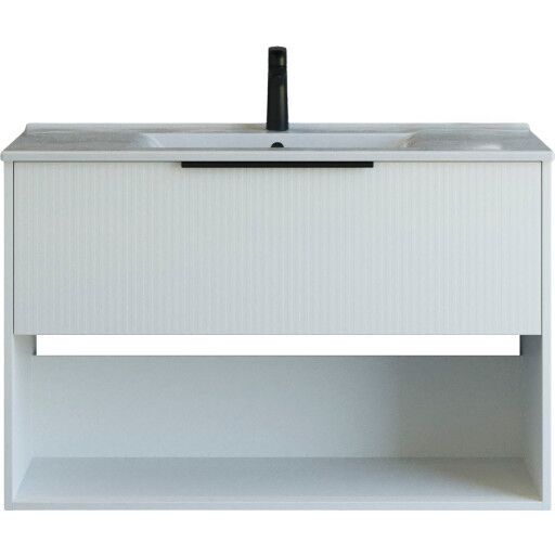 Dansani Mido+ Classic møbelpakke 101x44 cm stripete matt hvit Dansani Mido+ Classic møbelpakke 101x44 cm stripete matt hvit