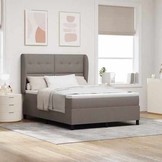  Box Spring Seng med Madrass i Taupe 140x190 cm Stoff