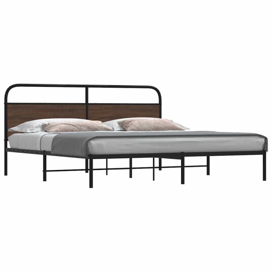  Sengeramme i metall uten madrass brun eik 193x203 cm 8721158549310