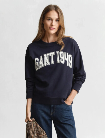 GANT Graphic C-Neck Sweat - Navy - XL