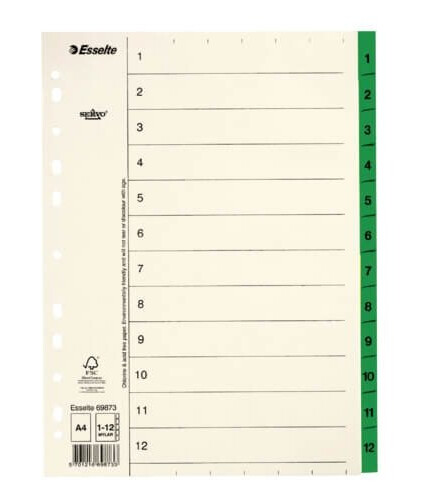 ESSELTE Register Servo A4/1-12 Grön