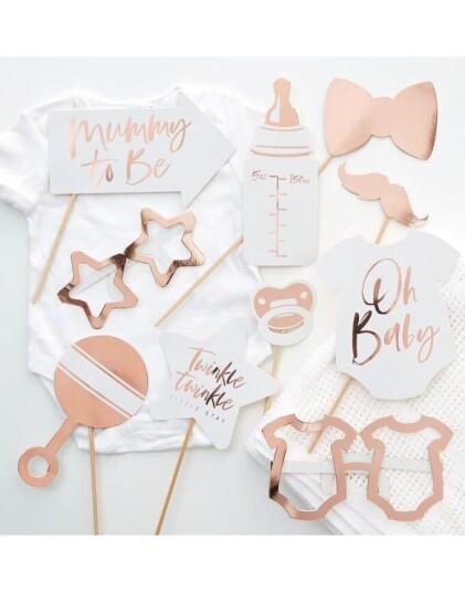 10 stk Rose Gullfarget Babyshower Selfie/ Fotoeffekter Twinkle Twinkle