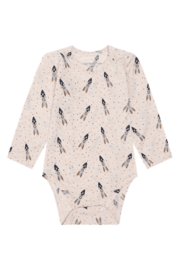 Hust & Claire Bocel Rocket ull/tencel body til barn - wheat melange