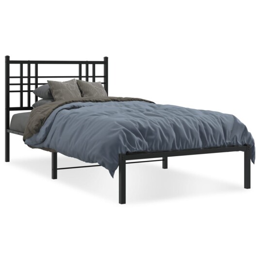  Sengeramme i metall med hodegavl svart 90x190 cm 8721012372801