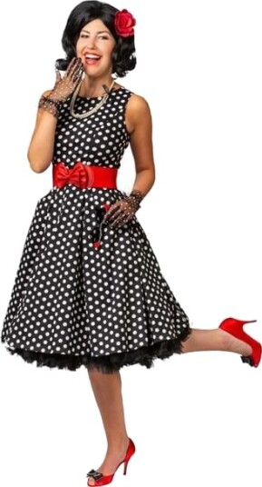 Orlob Karneval Rockabilly Kjole Med Hvide Prikker