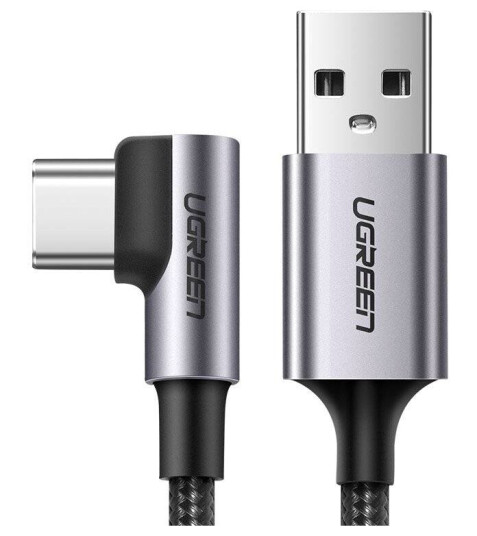 Ugreen USB-C kabel med vinkel 2m - Svart, QC3.0