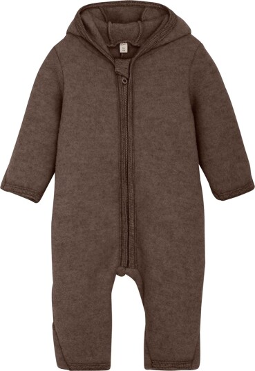 Huttelihut Brown Melange Pram Suit Ears Wool Fleece S 86