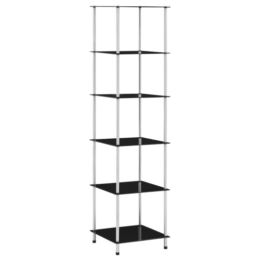 vidaXL Hylle 6 etasjer svart 40x40x160 cm herdet glass vidaXL Hylle 6 etasjer svart 40x40x160 cm herdet glass