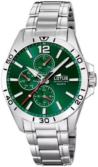 Lotus Herreklokke 18812/7 Multifunction Grønn/Stål Ø42 mm