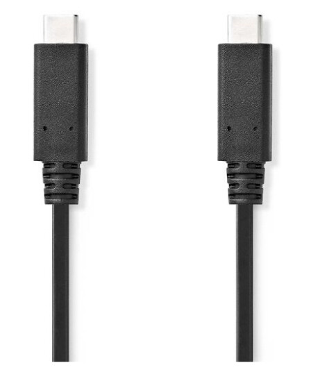 Nedis USB-kabel | USB 3.2 Gen 2 | USB-C™ Hann | USB-C™ Hann | 240 W | 8K@30Hz | 20 Gbps | Nikkel belagt | 1.00 m | Rund | PVC | Sort | Label