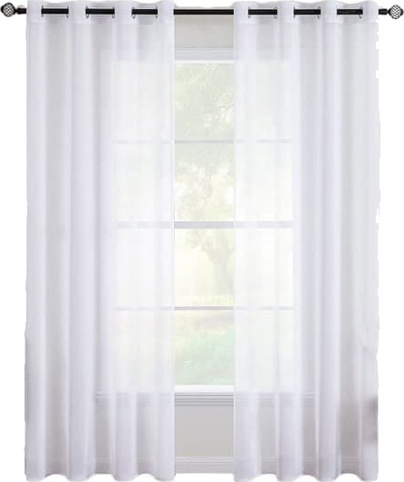 Todelt sett med lette gardiner med maljer 140x225 cm egnet for stue og soverom.
