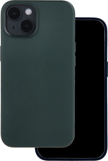Mag Leather Deksel til iPhone 15 Pro Mørkegrønn