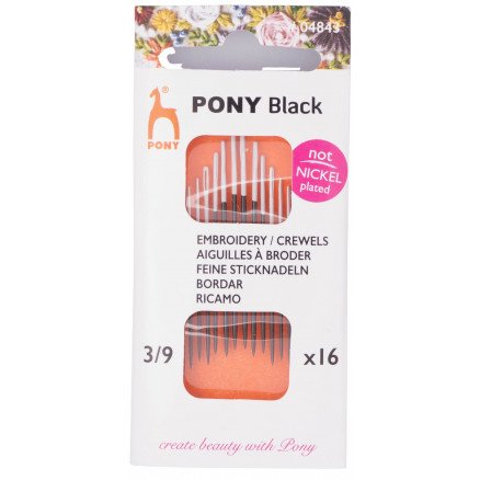Â Pony Black Broderinål Str 3 9 16 stk