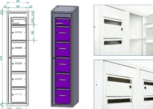 Postsorteringsskab 1X6 Rum Grå Dør D:550 Mm