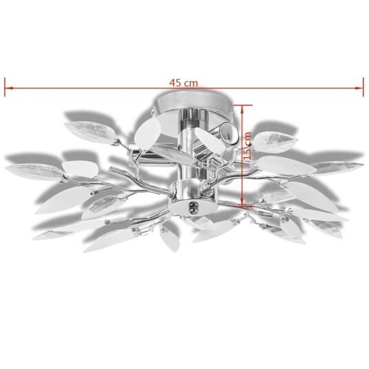 Taklampe med krystalløv i hvit og lilla 3 E14-lyspærer Taklampe med krystalløv i hvit og lilla 3 E14-lyspærer